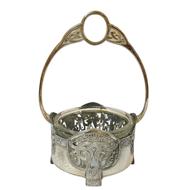 Canasta de peltre y vidrio alemán WMF estilo Art Nouveau s.XX Bucarest Art & Antiques