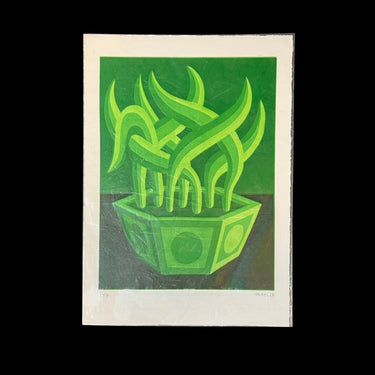 Michael Yaikel - Linóneo 5 colores 'Planta monocromo verde' Colección Exclusiva