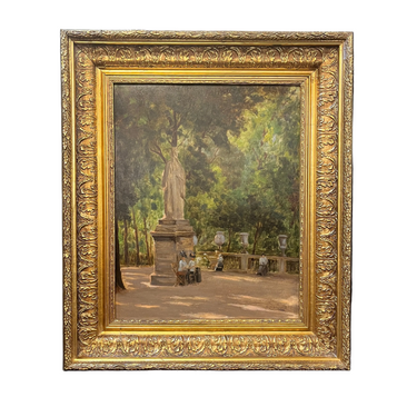 Eucarpio Espinosa - Óleo sobre madera ‘Jardines de Luxemburgo’ SE VA A PROBAR CON CLIENTE Bucarest Art & Antiques