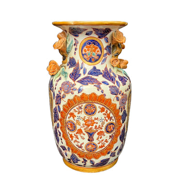 Jarrón chino de porcelana con flores y naturaleza fines s.XIX Bucarest Art & Antiques