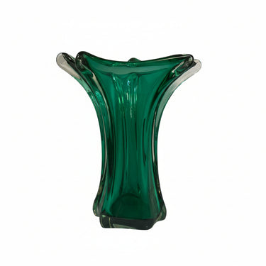 Jarrón de cristal Val Saint Lambert verde Bucarest Art & Antiques