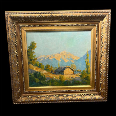 F. Fregteg Schories - Óleo sobre tela ‘Paisaje de atardecer en montaña’ Bucarest Art & Antiques