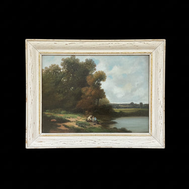 A. J. Downey - Óleo sobre tela 'paisaje a orilla del lago' Bucarest Art & Antiques