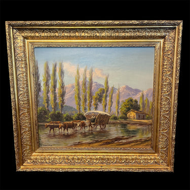 Alberto Lobos - Óleo sobre tela ‘Carreta sobre el agua’ Bucarest Art & Antiques