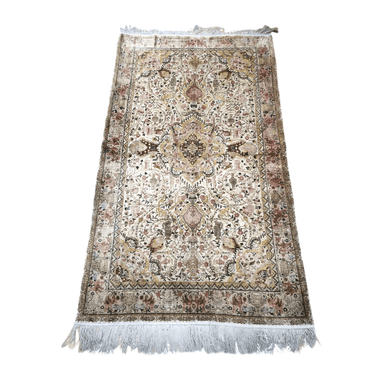 Alfombra Pakistaní seda y lana tonos amarillos y rosas 90X140 Bucarest Art & Antiques