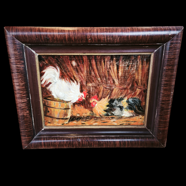 Aristodemo Lattanzi Villela - Óleo sobre madera 'Dos gallos' Bucarest Art & Antiques