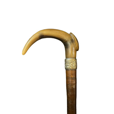 Bastón de dama madera de suela cornamenta y aplicación en metal Bucarest Art & Antiques