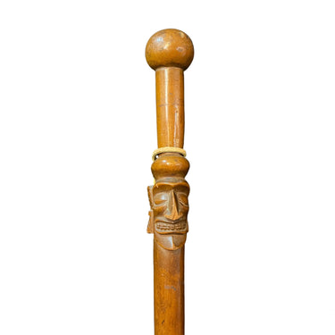 Bastón madera Rapa Nui rostro de Kava Kava tallado Colección Exclusiva