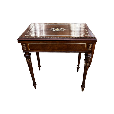 Foto de presentación mejorada — Mesa de juego francesa estilo Luis XVI con paño original
