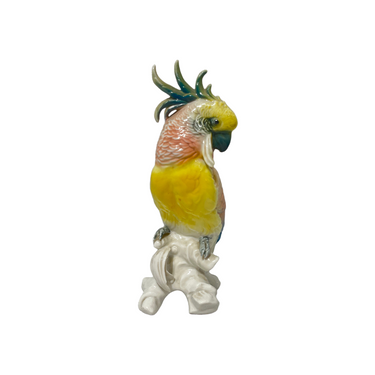 Foto de presentación mejorada — Figura de porcelana alemana Karl Ens 'Cacatúa de moño amarillo' circa 1940