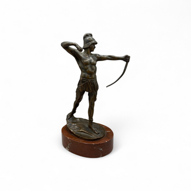 Foto de presentación mejorada — Figura de bronce francesa 'Arquero helénico' comienzo s.XX