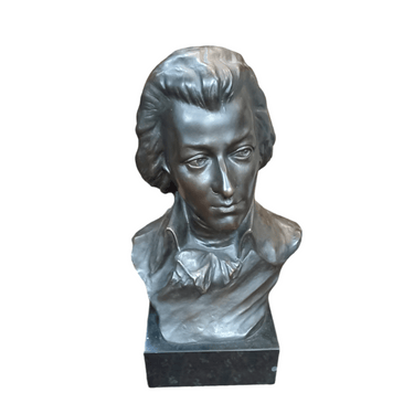 Busto de Bronce de Mozart firmado | Bucarest Art Gallery Bucarest Art & Antiques