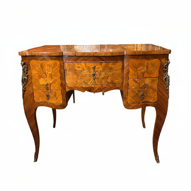 Coiffeuse Luis XV marquetería floral y geométrica inicio s.XX Bucarest Art & Antiques
