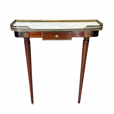 Consola pequeña Directorio mármol blanco veteado circa 1950 Bucarest Art & Antiques