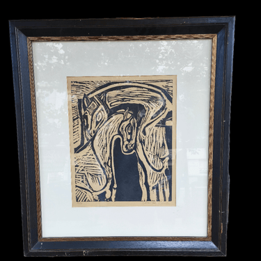Delia del Carril - Xilografía 'El caballo y la caballa' Bucarest Art & Antiques