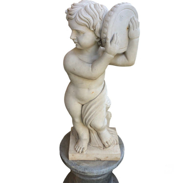 Escultura de mármol - Niño con pandero | Bucarest Art Gallery Bucarest Art & Antiques
