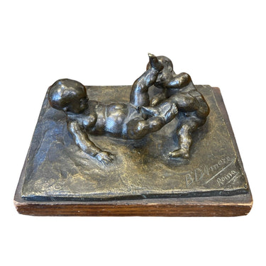 Escultura niños jugando firmada B' D' Amore Roma | Bucarest Art Gallery Bucarest Art & Antiques