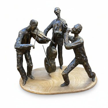 Escultura tres músicos en bronce y base de mármol | Bucarest Art Gallery Bucarest Art & Antiques