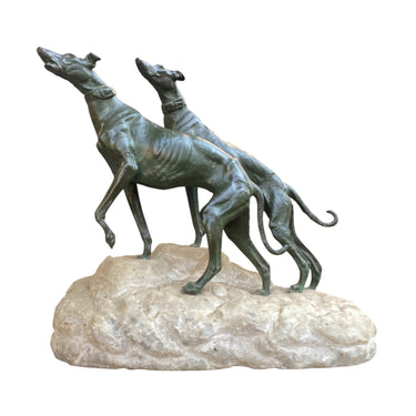 Figura de bronce 'Par de galgos' firmado Prosper Lecourtier (1855-1924) Bucarest Art & Antiques
