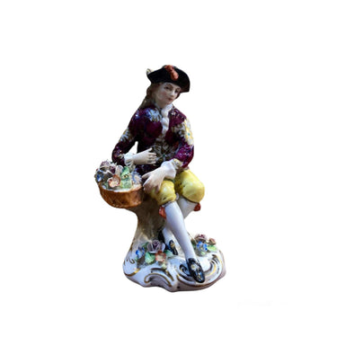 Figura Porcelana joven canasta de flores Meissen | Bucarest Art Gallery Bucarest Art & Antiques