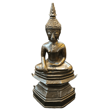 Figura tailandesa bronce Buda en loto sobre pedestal Bucarest Art & Antiques