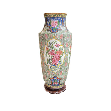 Gran jarrón chino de porcelana flores y aves Bucarest Art & Antiques