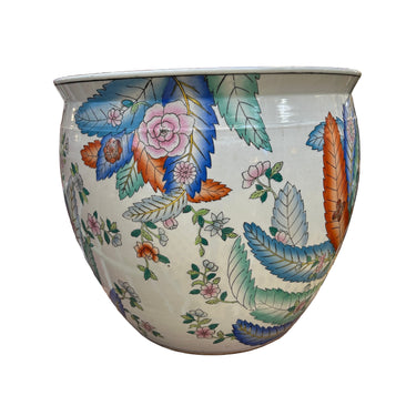 Gran pareja de peceras de porcelana china estilo floral mitad s.XX Bucarest Art & Antiques