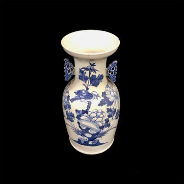 Jarrón chino de porcelana azul y blanca asas florales | Bucarest Art Gallery Bucarest Art & Antiques