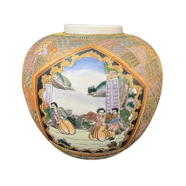 Jarrón chino de porcelana 'Personajes con paisaje' Bucarest Art & Antiques