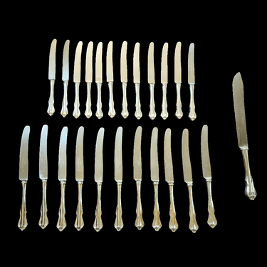 Juego de cuchillería inglesa Francis Greaves & Sons mango de plata y hoja de acero 24 piezas de Plata