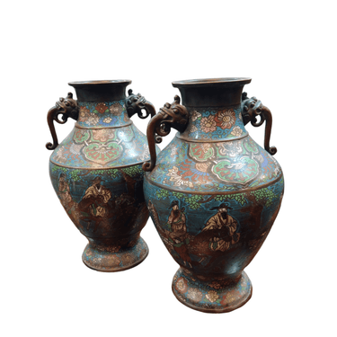 Juego Jarrones chinos bronce Cloisonné | Bucarest Art Gallery Bucarest Art & Antiques