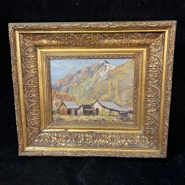 Ladislao Cheney - Óleo sobre cartón ‘Casa y cordillera’ Bucarest Art & Antiques