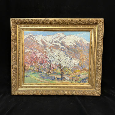 Luis Strozzi - Óleo sobre madera 'Paisaje de cordillera y ciruelos' Temporada26