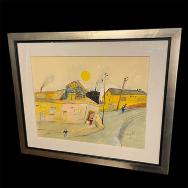 Luis Tejada - Óleo sobre papel ‘Puerta roja en pueblo amarillo’ Consignación