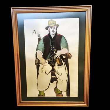 Luis Tejada - Técnica mixta 'Hombre sentado con una botella' Bucarest Art & Antiques