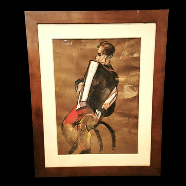 Luis Tejada - Técnica mixta ‘Hombre y acordeon’ Bucarest Art & Antiques