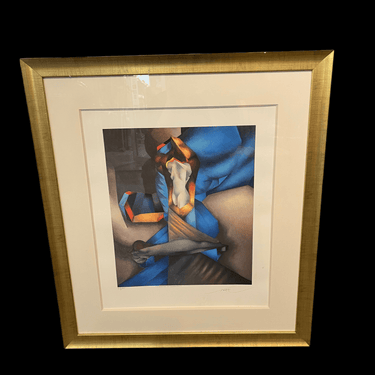 Mario Toral - Serigrafía 'Estatuas en cobalto' formato grande | Bucarest Art Gallery Bucarest Art & Antiques