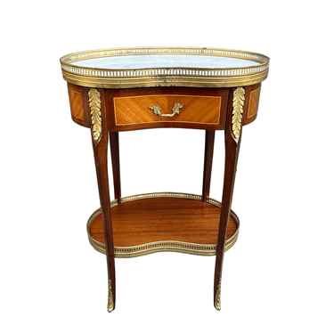 Mesa de apoyo francesa Luis XV riñón bronces mármol y galería Bucarest Art & Antiques
