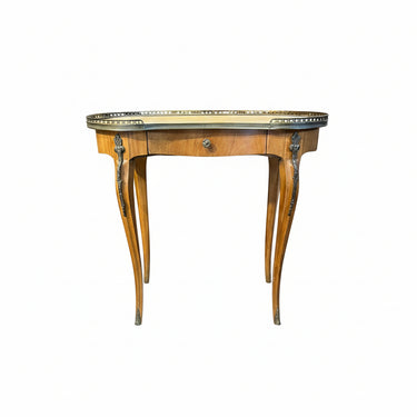 Mesa de apoyo francesa Luis XVI riñón madera frutal, bronces y cintillo Bucarest Art & Antiques