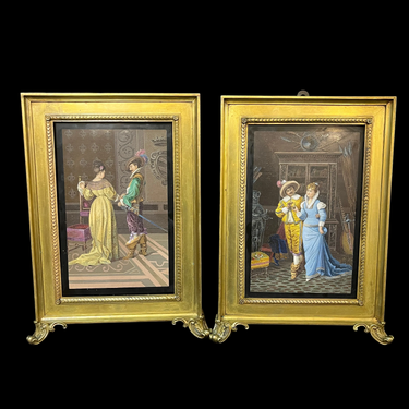 Pareja de micromosaicos italianos s. XIX marco de bronce ‘Escenas galantes’ Colección Exclusiva