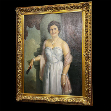 Pascual Gambino - Óleo sobre tela Retrato ‘Señora de fiesta’ 1960 Bucarest Art & Antiques