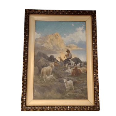 Pietro Barucci - Óleo sobre tela 'Paisaje con pastor y cabras' Bucarest Art & Antiques