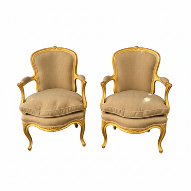 Sillones estilo Luís XV dorado oro a la hoja tallado a mano Bucarest Art & Antiques