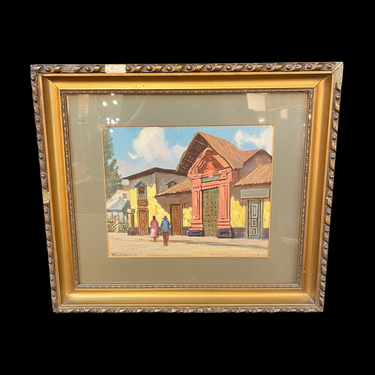 Ulises Vásquez - Óleo sobre cholguán 'Fachadas de adobe' Bucarest Art & Antiques