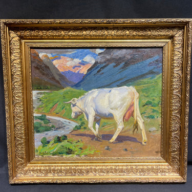 Benito Rebolledo - Óleo sobre tela 'Vaca charolesa'