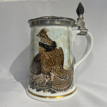 Shopero de porcelana tapa de peltre Haviland edición limitada 1982 con borde de oro