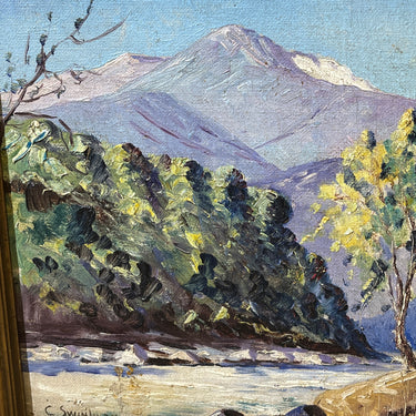 Carlos Swinburn -Óleo sobre tablilla ‘Río y cordillera’