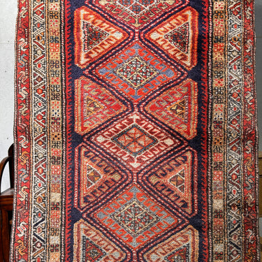 Alfombra pasillo Persa Caucasiana en lana tonos naranjos 100x300cm