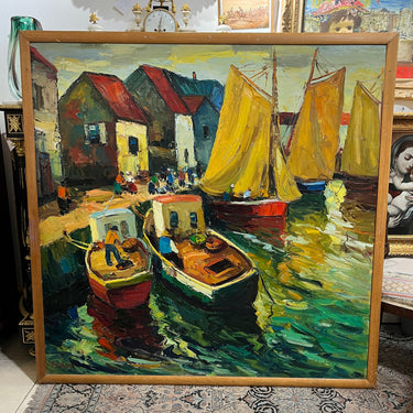 Francisco Moya - Óleo sobre tela 'Puerto del sur'