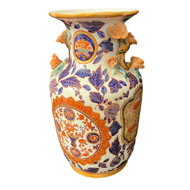 Jarrón chino de porcelana con flores y naturaleza fines s.XIX Bucarest Art & Antiques
